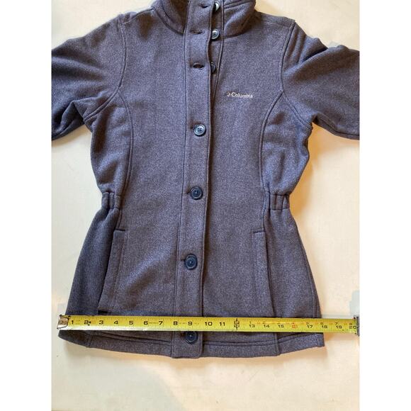 Columbia Women’s XS Fleece Button Jacket Charcoal Gray High Neck Cotton Blend - Picture 10 of 12